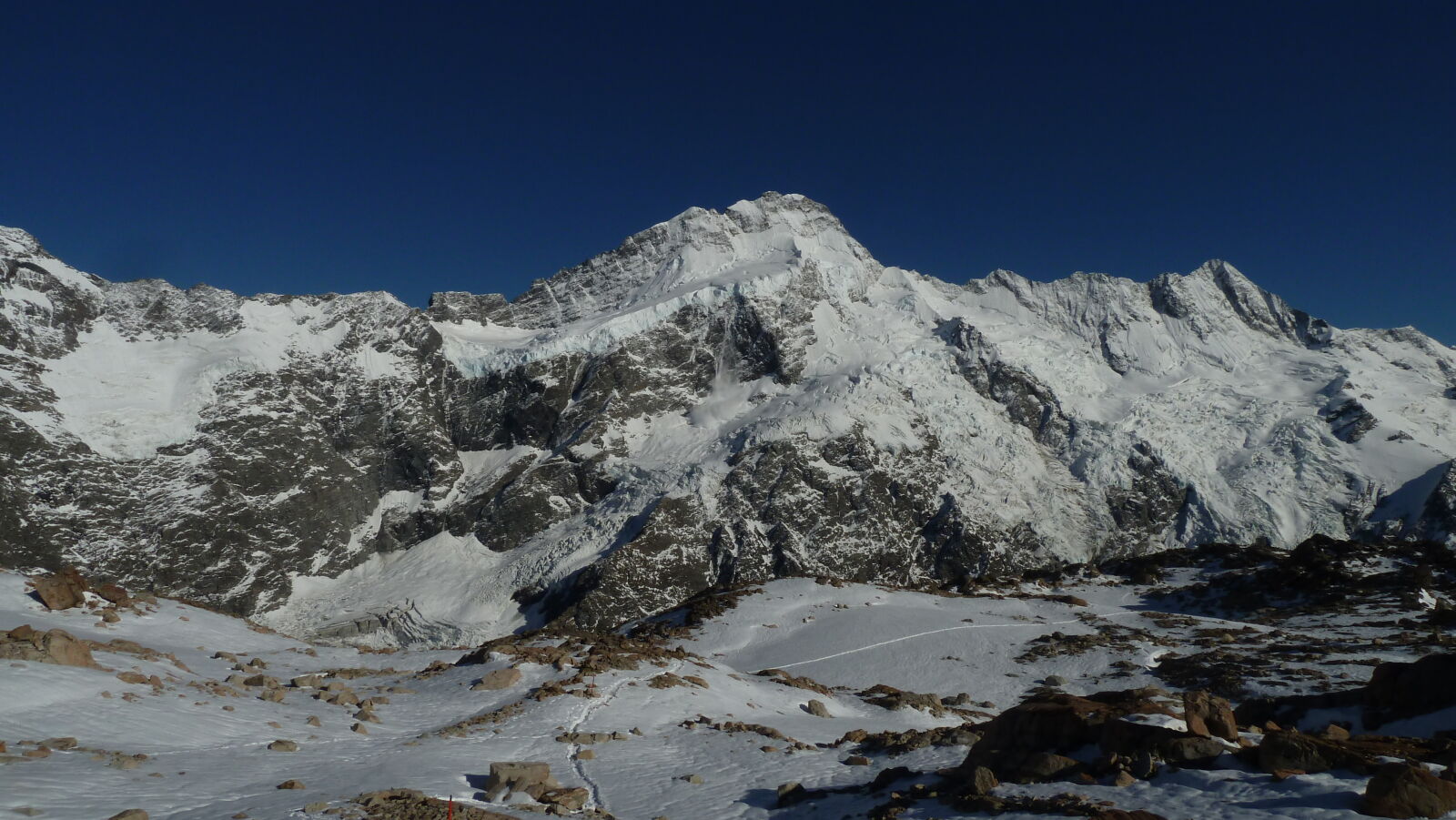 Lawine am Mount Sefton; Mueller Hut Route, Tag 2.