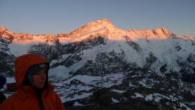 Sonnenaufgang; Mueller Hut Route, Tag 2.