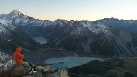 Sonnenaufgang; Mueller Hut Route, Tag 2.