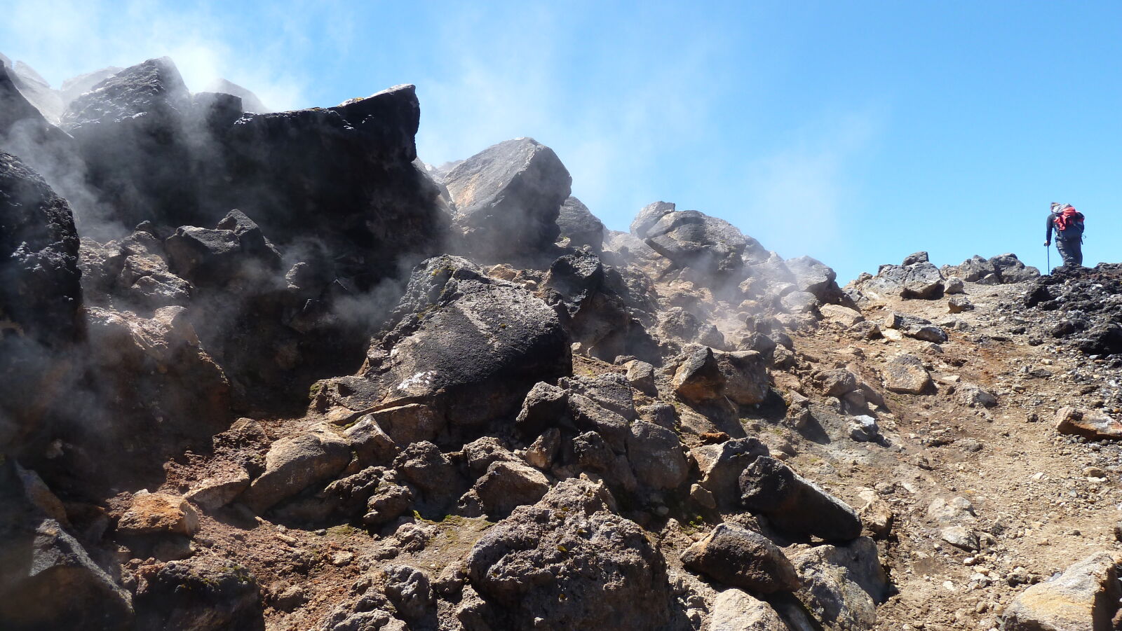 Am Gipfel des Mt. Ngauruhoe (2287 m); Tongariro Northern Circuit, Tag 1.