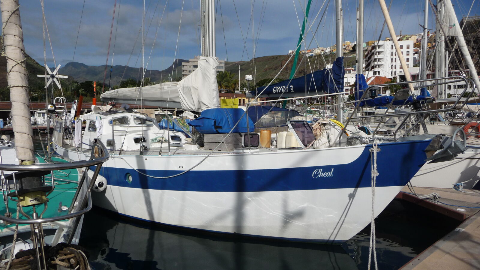 Unser Schwesternschiff, die Ebbtide 36 'Cheal'.