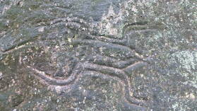 Petroglyphen in Atuona, Hiva Oa.