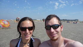 Wir am Strand von IJmuiden am Schönwettertag Hollands des Jahres 2009