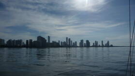 Skyline von Cartagena am Morgen.